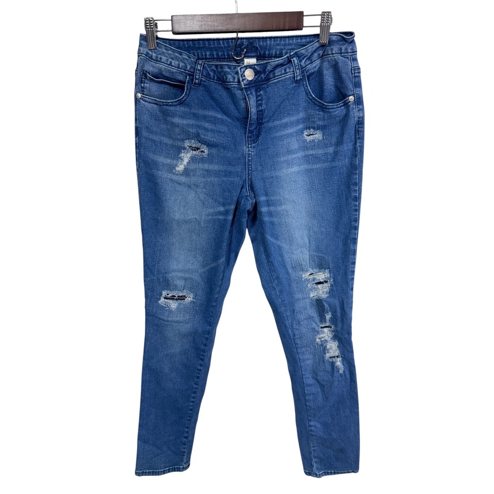 Justice 16.5 Blue Super Skinny Jeans Kids Distressed Simply Low